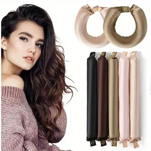 No Heat Curling Iron, Heatless Hair Curlers, Heatless Curls Overnight, Silk Touch Damage-Free Sleep Curler, Soft Elastic Curls for Long Hair, Home Salon Wave Effect, Gentle Hair Care, Heatless Curling Set, Haircare Curler, Curling Tool
