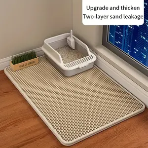 Cat Litter Mat, Kitty Litter Trapping Mat, Honeycomb Double Layer Mats, No Phthalate, Urine Waterproof, Easy Clean, Scatter Control, Catcher Litter Tray Box Rug Carpet, Large Size