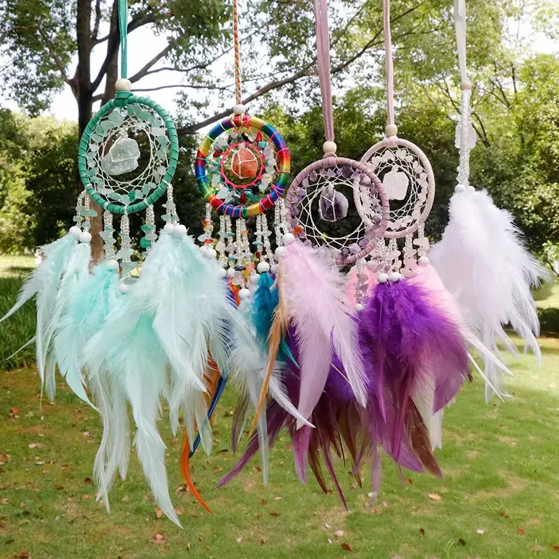 Natural Crystal with Raw Stone Car Decoration Dream Catcher, House Decoration