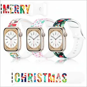 Christmas Winter Band for Apple Watch Series 7-11 & SE 38mm-49mm Festive Santa Snowman Reindeer Design Ultra 1Packs Xmas Holiday Wristband in Premium Silicone Material