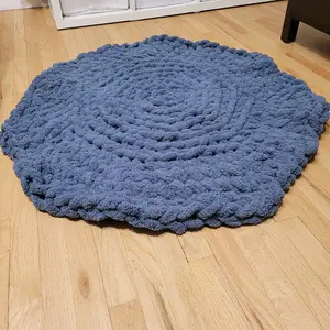 Blue Crochet Rug - Soft and Cozy Floor Mat for Home Decor