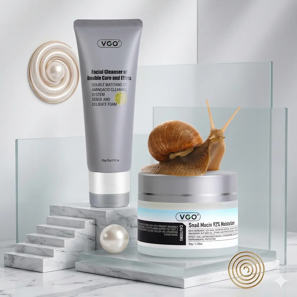 VGO Snail Mucin Facial Cleanser - Gentle, Lightweight Cream Cleanser for Daily Face Care Routine, Hydrating Bottle with Box, Suitable for All Skin Types