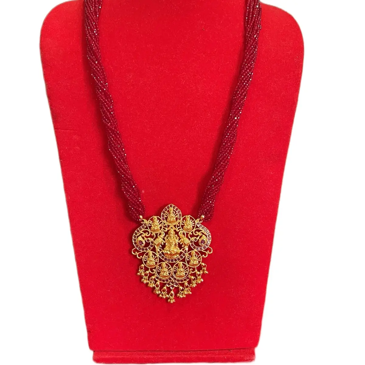 Traditional Ganesha Hydro Potey Tilahari Chain-Link Necklace, Fashion Costume Jewelry Accessory