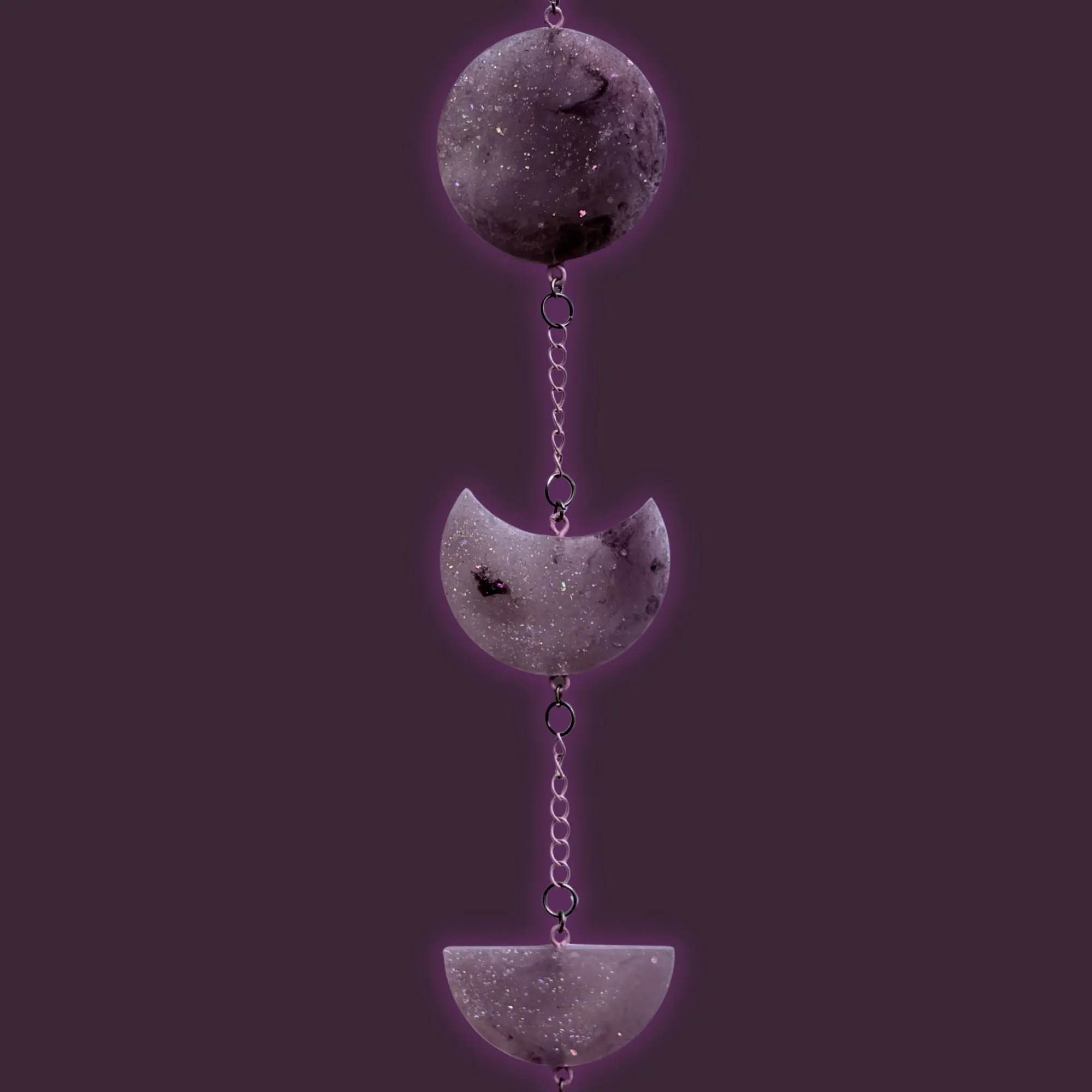 Plum Fire Opal Mini Moon Phase – Lepidolite, Moonstone & Blue Goldstone