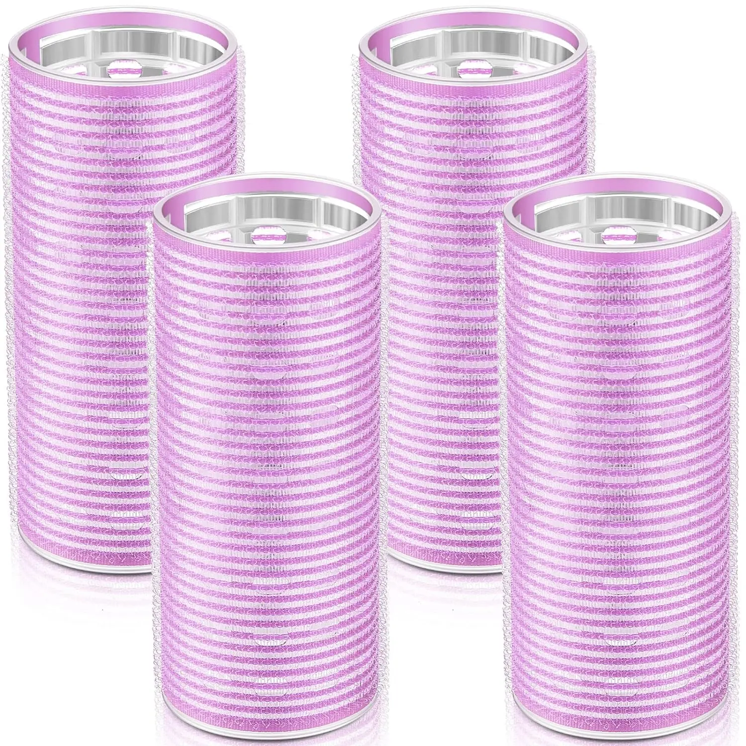 4 count Long Hair Rollers for Bangs Aluminum Core Curlers Thermal Self Grip Roller for Long and Medium Hair Women Hairstyle(4.7 x 2 Inch,Purple)