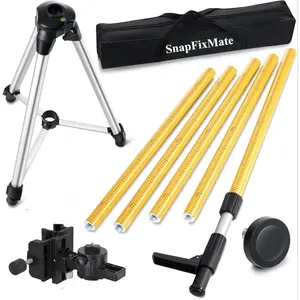 SnapFixMate 11.81 FT./3.6M Professional Laser Level Pole with Tripod and 1/4-Inch by 20-Inch Laser Mount for Rotary and Line Lasers, Adjustable Telescoping Laser Pole with 5/8"-11 Threaded Adapter-FLP370C