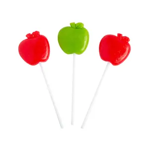 Apple-Shaped Apple or Cherry-Flavored Lollipops - 12 Pc.