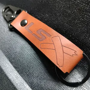 LSX Handmade Custom Leather Keychain with Engraved Logo and Durable Metal Ring for Everyday Use
