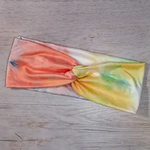 Orange and Yellow Tie Dye Knotems Pre-Tied Headwrap Headbands for Women & Girls