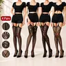 Women's Plus Size Fishnet Thigh High Stockings 4-Pack - Nylon Blend, Stretchy, Soft, Breathable, Garter-Accented, Fashion Underwear for Women, Body-Positive Curvy Fit, Costumes & Everyday Wear Lingerie