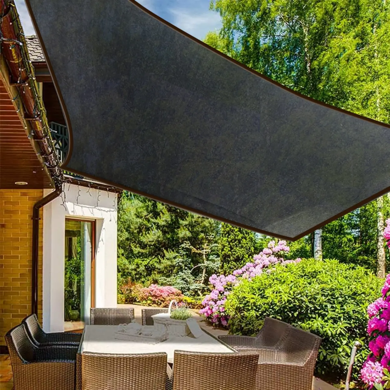 Green plant shading cloth, sunshade net, breathable edging, perforated courtyard, sun protection, high temperature resistance, and heat insulation Shaded Canopy Patio Canopy Solar Parasol Outdoor Furniture