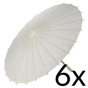 6-Pack 32" Beige / Ivory Paper Parasol Umbrellas