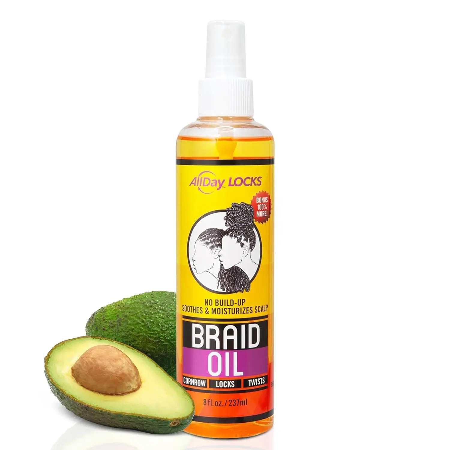 AllDay Locks Braid Oil - Spray On Hair Oil for Braid & Scalp Care, for Men and Women, Moisturizing and Strengthening Treatment, Hair Oil for Dry Scalp and Tension Relief - 8 oz Bottle