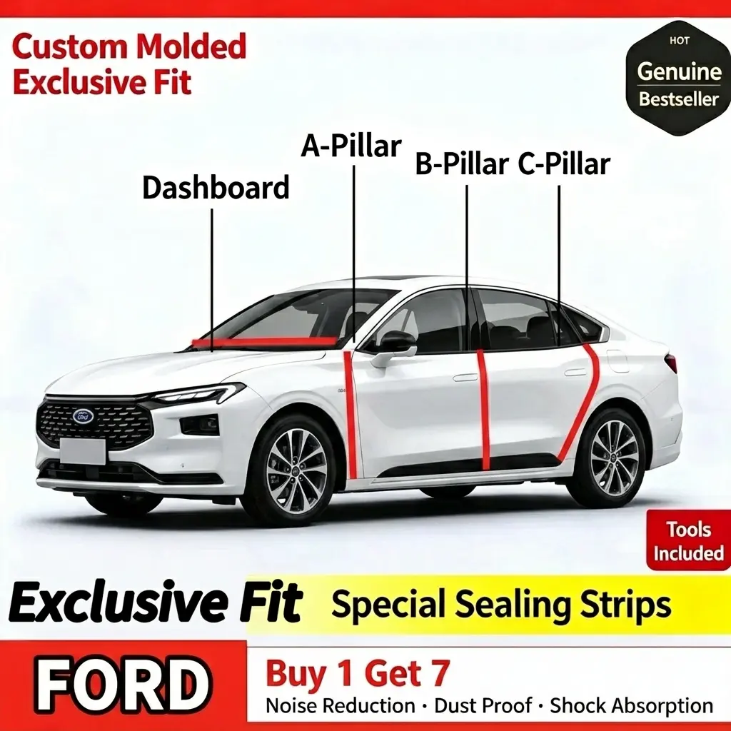 Automotive A/B/C-Pillar Weather Stripping for Ford Sedans & SUVs, Shock-Absorbing, Dust-Proof, Water-Resistant, Noise-Reducing Car Interior Molding Accessory