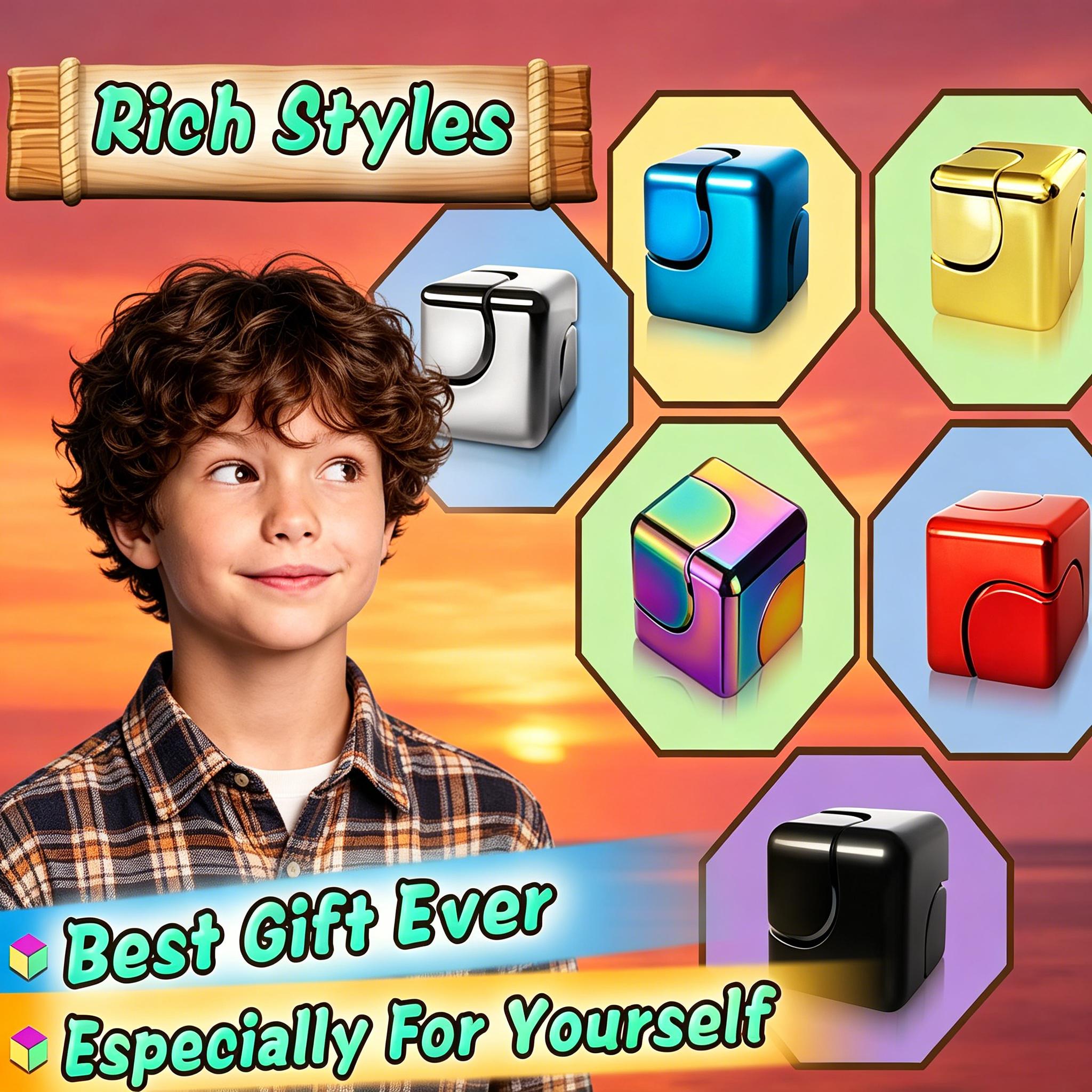 Fidget Spinner & Fidget Cube Toys for Adults, Metal EDC Cool Desk Gadgets, Anxiety Stress Relief Sensory Toys for ADHD & Autism, Easter Basket Stuffers & Valentine Gifts for Teens, Boys, Kids