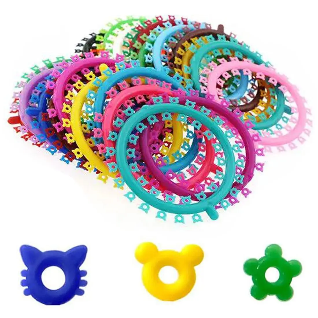 Dental Orthodontic Ligature Ties Multi-color Braces Rubber Bands Cartoon Orthodontic O-rings Cat Flower Mouse Shape 1000Pcs for Clinics Homes and Beauty Salons (Random Style)