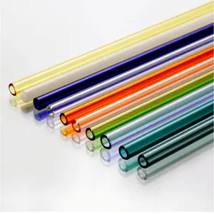 Colored Glass reusable Drinking Straws with cleaning brush,Diameter 8mm, length 20cm, wall thickness 1.5mm- Dishwasher Safe,Eco Friendly