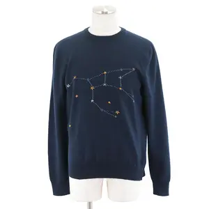 Pre-owned HERMÈS Others Small Leather Goods Hermes Zodiac Embroidery Cashmere Sweater M Navy