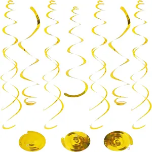 24 count  Foil Hanging Swirl, Sparkle Ceiling Hanging Decorations, Plastic Streamer Party Decorations, Swirl Decorations with Double-Swirls and Single-Swirls for Birthday,  Shower, Christmas