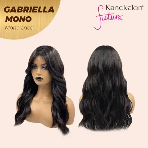 JBEXTENSION GABRIELLA MONO Monofilament Handmade Wig 6X5 Full Monofilament Hand Tied Top Wig 20 Inches Black Wave Mono Lace Wig With Anti-slip Silicone Strips Glueless Wig GABRIELLA MONO【BENDY EAR TABS】