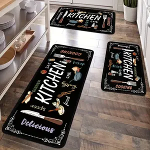 3pcs Kitchen Mat Set, Durable Flannel Area Mat, Machine Washable Soft Comfort Standing Pad for Bedroom, Living Room, Dining Room, and Bathroom