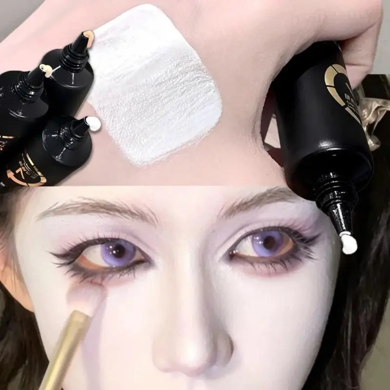 White Liquid Foundation for Halloween Goth Makeup Waterproof Full Coverage Primer High Concealer Cosplay Foundation Face Paint