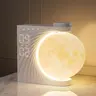 RETEYUNG Multifunctional Plastic RGB Moon Lamp LED Digital Alarm Clock - Digital Dimming, Sunrise Mode, 10-Sound White Noise Machine, Dual Alarms, Snooze, Bedroom Lights, Unique Aesthetic Room Decor for Heavy Sleepers, Multifunctional Alarm Clock