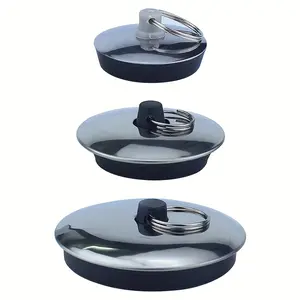 3-Piece Stainless Steel Sink Drain Plug with Rubber Seal - Multi-Purpose Laundry and Mop Sink Plug, Leak-Proof Cover for Bathroom or Kitchen Drain, Bathroom Sink Drain Plug