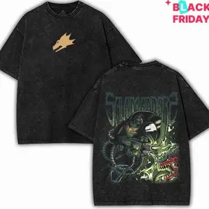Warhammer 40k Salamanders T-shirt, Vintage Washed Oversized Graphic Tee, Heavyweight Cotton Gaming Apparel for Fans ISL FOG
