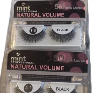 Mint Professional 5D Mink Lashes Natural Volume S116 & S117 Black False Eyelashes for Dramatic Look