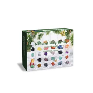 Crystal Blind Boxes, Healing Gems, Natural Stones, Adults, Children, Boys, Girls, Geology Enthusiasts Crystal Gemstone Sets, 24 Types of Crystal and Gemstone Rock Collection, Christmas Gifts, Collector-Grade Precious Gifts, Birthday Gifts vintage print