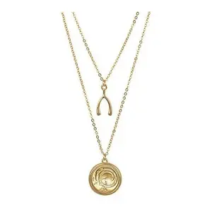 Irish Half Penn y Ornamental Bi rd Wishbone Nec klace