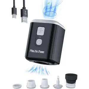 Portable Air Pump for Inflatables: Mini Air Pump with 1600mAh  & Camping Light - Rechargeable Electric Pump for Vacuum Storage Bags, Air Mattress, Swimming Ring, Pool Floats