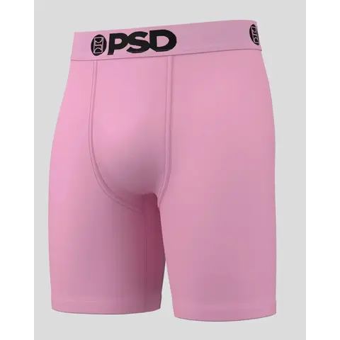 PSD Mens Solid - Pink Boxer Brief - Standard Length 7 Inch Inseam, Soft and Breathable Poly Blend Fabric