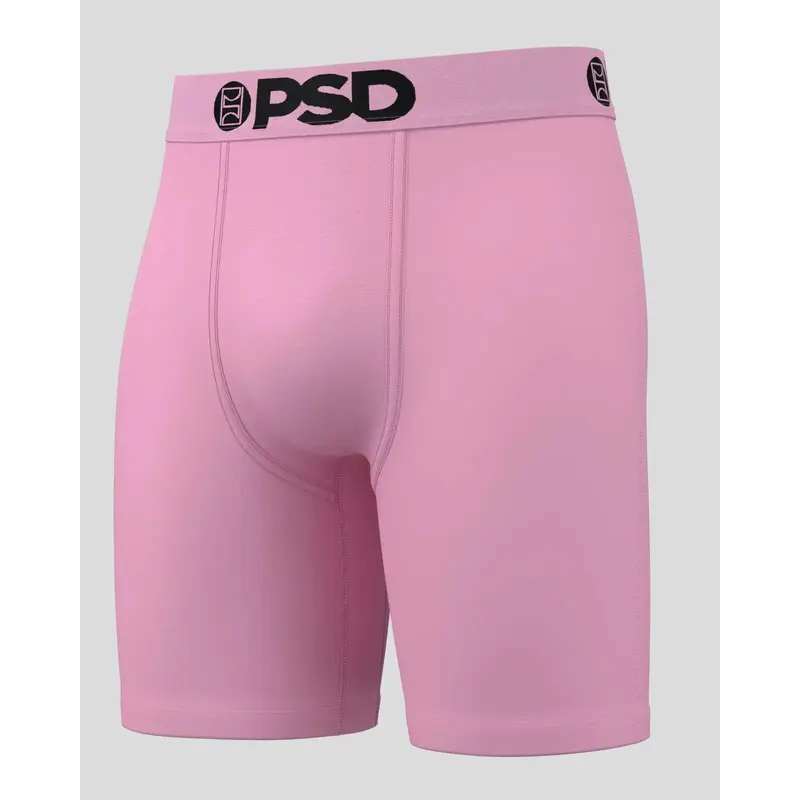 PSD Mens Solid - Pink Boxer Brief - Standard Length 7 Inch Inseam, Soft and Breathable Poly Blend Fabric