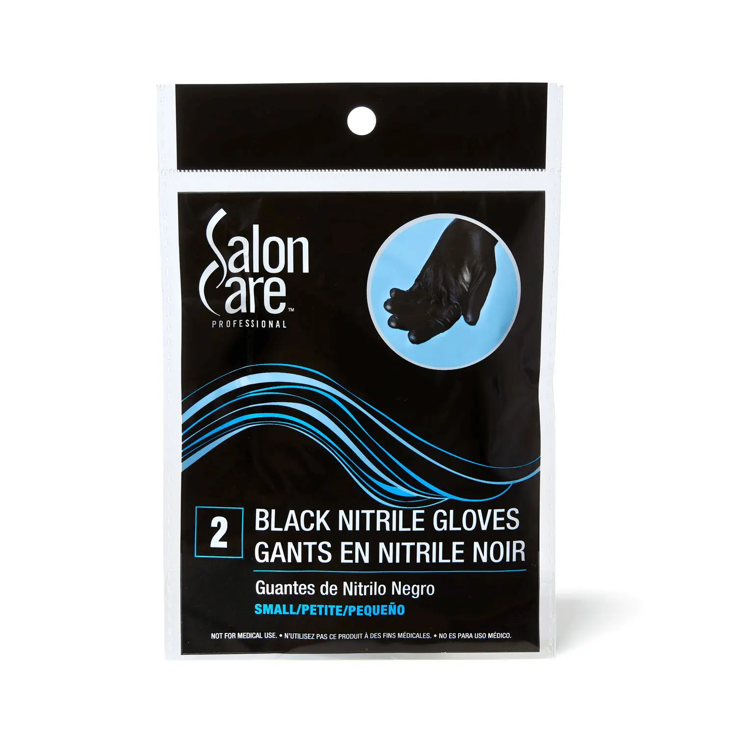 Salon Care Black Nitrile Disposable Work Safety Gloves, 2-Ct Pack, Durable Design for Optimal Tactile Performance, General Protection Disposable, Protective Safety Disposable