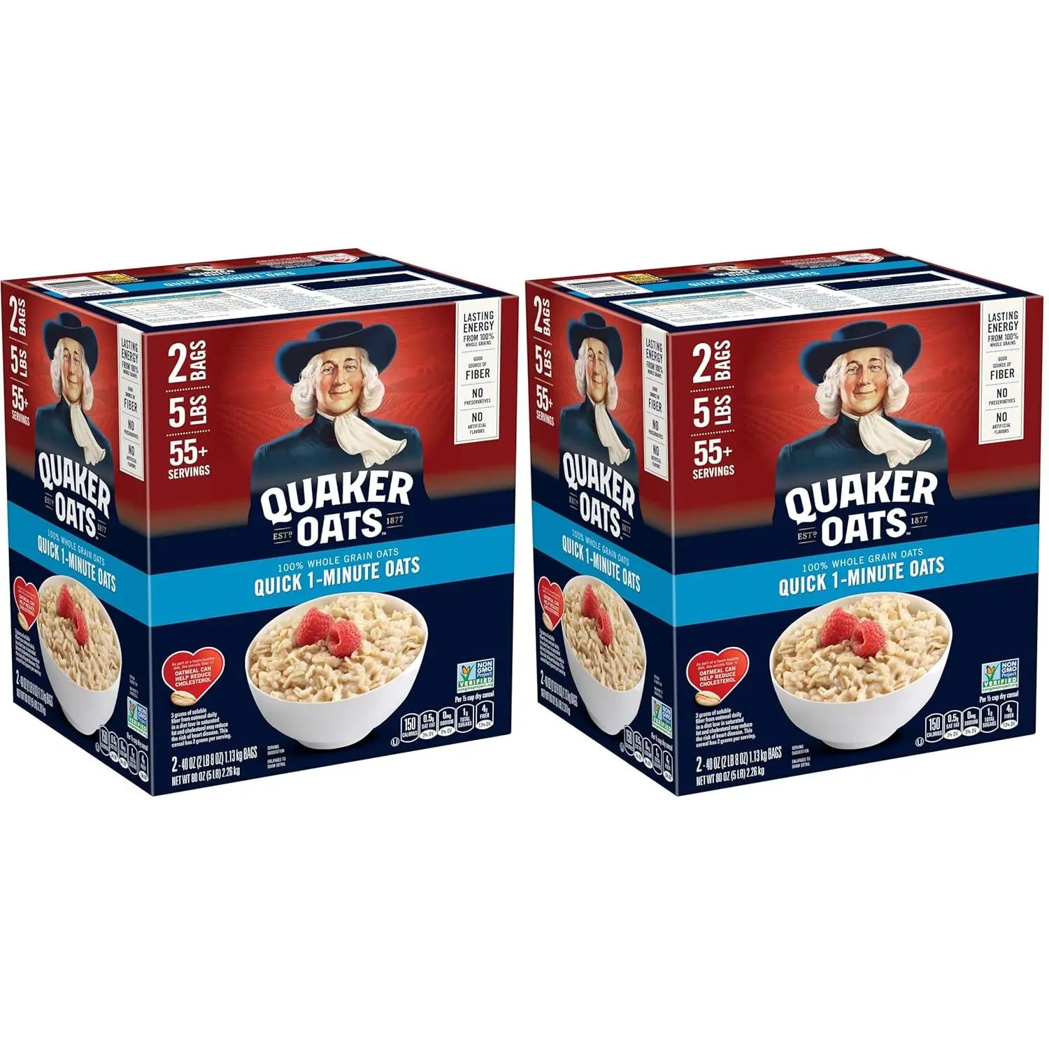 Quaker Old Fashioned Rolled Oats, Non GMO Project Verified, Two 64oz Bags in Box, 90 Servings, 4 Pound (Pack of 2)