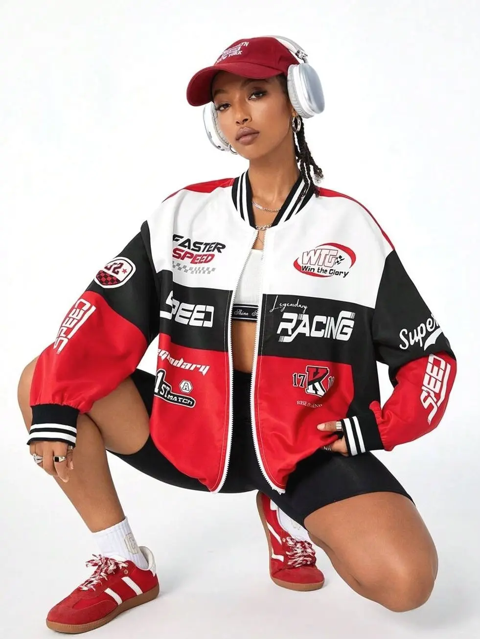 Women's Fall Streetwear Blokecore Color-Blocked Letter Pattern Print Baseball Jackets For Back To School