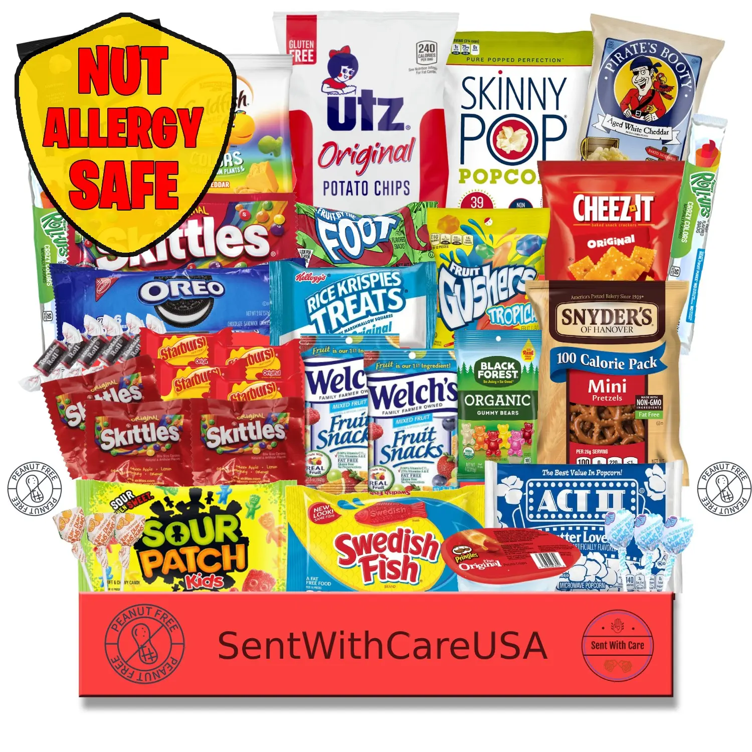 Peanut Free Snacks & Tree Nut Free Snacks - Popcorn, Chips, Cookies & Candy - Peanut Allergy Friendly Snack Box Variety Pack Multipack