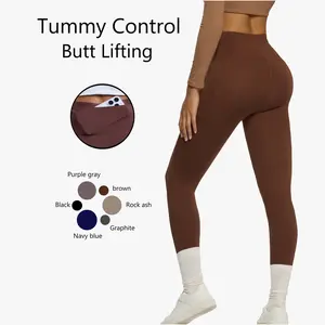 CURVPHILO Women's Compression  Legging Woman With Pockets Butt Lifting Black High Riset Tummy Control Shapewear Pants Shaping Trainong Leggings