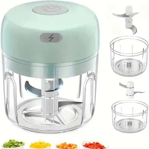 Compact Wireless Electric Garlic Mincer - 250ml Mini Food Processor, Rechargeable USB-Charging Fruit Vegetable Chopper, 1600 RPM Motor, Garlic Crusher, Kitchen Vegetable Chopper for Chopping Ginger Onion, Outdoor Carry Home Tool, Plastic Cup