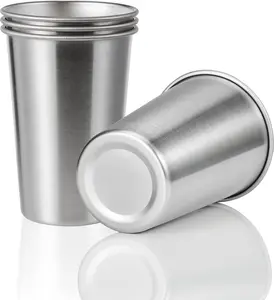 4 Pack 16oz Stainless Steel Pint Cup, Unbreakable and Stackable,Metal Drinking Glasses