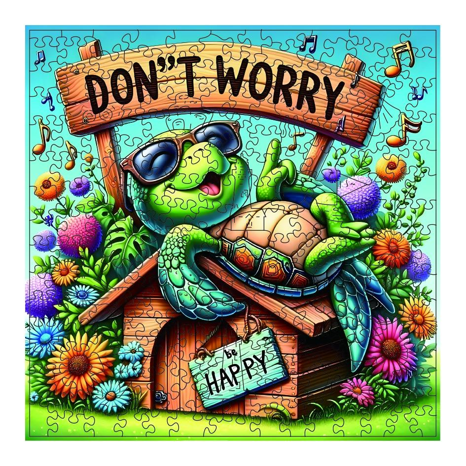 Happy Turtle Wooden Jigsaw Puzzle Set, Unique Shape Blocks, Adult Home Game, Christmas Gift, Home Decor, Family Fun Activity, Wooden Puzzles