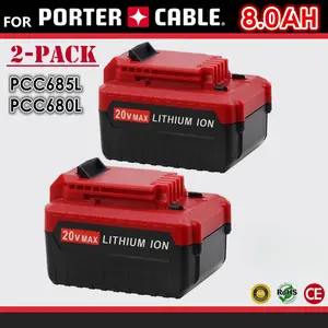 New 2Pack 8.0Ah For Porter Cable countC681L 20V 20 VOLT MAX Lithium-Ion Battery countC68