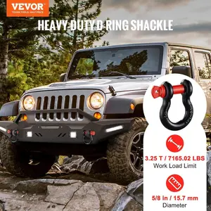 VEVOR 1/2 D - Ring Shackle, 4 Pack Alloy Steel Shackles 17637 lbs (8 Ton) Break Strength with 5/8 Screw Pin, Heavy Duty Off Road Vehicle Recovery Shackle, Towing Accessories for Jeep Truck, BlackVEVOR Super Brand Day