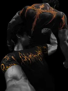 Men's High Elasticity Fitness T-Shirt, Venom Print Dark Style Sports Short Sleeve Cycling Jersey, Breathedivinity Gym Wear