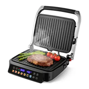 1500W Electric Contact Grill, 7-in-1 Panini Press with 180° Flat Open, Removable Non-Stick Plates, LED Touch Control, Dishwasher Safe