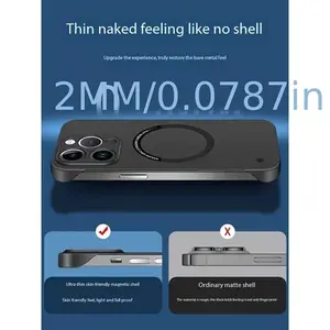 Suitable for Apple 16 matte frameless phone case iPhone 15 pro ultra-thin PC protective case, 16ProMax simple solid color magnetic frameless ultra-thin heat dissipation case phone case
