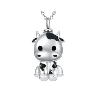Silver Cow With Spots Urn Necklace, Cremation, Ashes, Keepsake, Memorial, Necklace, Jewelry, Girls, Women, Gift