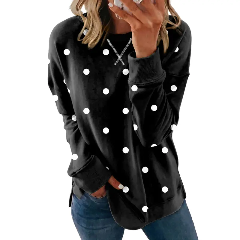 Dokotoo Women's Geometric Print Sweatshirt Long Sleeve Crew Neck Pullover Top Casual Loose Fit Cotton Blend Shirt